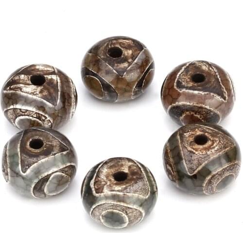 Natural Tibetan Dzi Beads, Drum, 14x9mm, Hole:Approx 2mm, Sold By PC