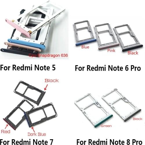 New SIM Card Tray Slot Holder For Xiaomi Redmi Note 5 6 8 7 Pro Replacement Parts