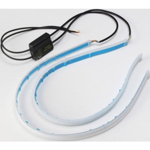 New Daytime Running Light Ultra-thin Light Guide 45/60cm 2 Color Streamer Lamp Car Decoration Light White and Yellow Turn Signal