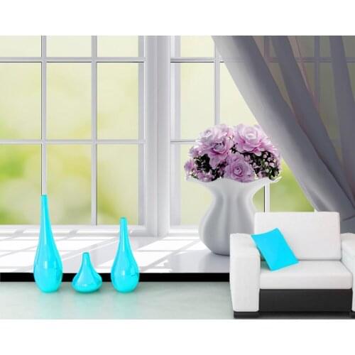Papel de parede Bouquets Roses Window Vase 3D flower wallpaper mural for living room TV sofa wall bedroom wall papers home decor