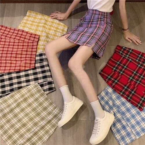 Plus size y2k plaid mini zipper cute high waist skirts summer clothes women korean style school uniform e girl skirts womens 291