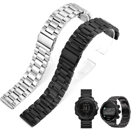 Stainless steel Watchband +Tool for Suunto 9/Ambit 3 Vertical/Spartan Sport HR metal Watch Band Wrist Strap Bracelet 24mm black