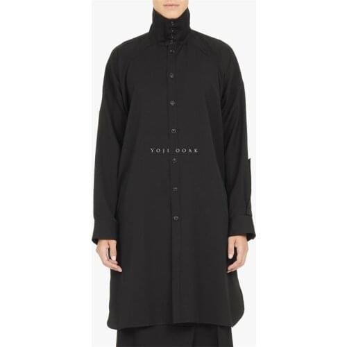 Small stand-up collar mid-length mens shirt windbreaker Japanese style Nordic