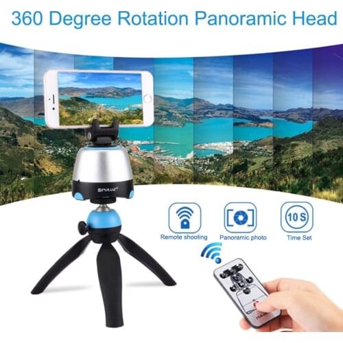 PULUZ 360 Degree Rotation Panoramic Head Tripod Bluetooth Remote Panoramic Photography With Remote Controller Mount Phone Clamp
