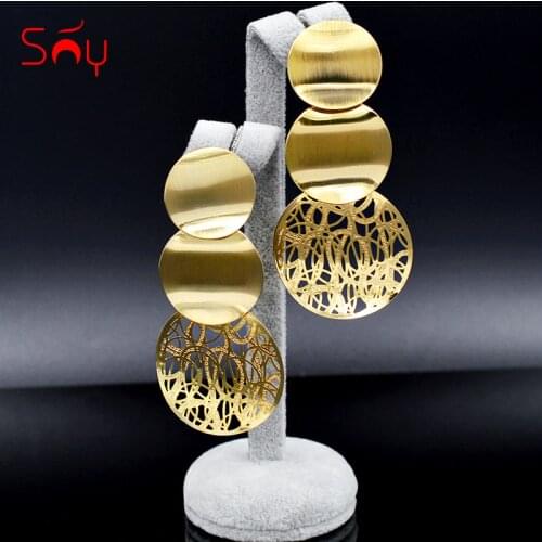 Sunny Jewelry Women Fashion Big Earrings Long Drop Dangle Earrings Exquisite Trendy Jewelry Feather Hollow Out For Wedding Party