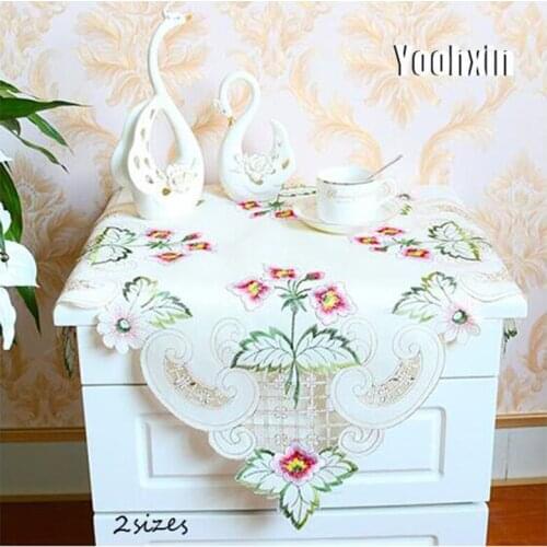 Modern lace satin square Tablecloth mat embroidery kitchen tea coffee Table Cover cloth Christmas party home Wedding decoration