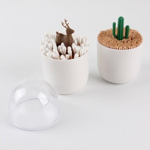 Creative Animal Tree Toothpicks Holder Cotton Swab Box Cotton Bud Holder Case Home Table Decor Plastic Storage Box Organizer