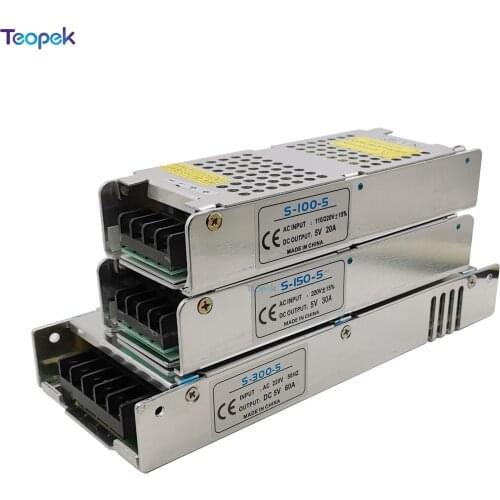 Ultra-thin Power Supply AC110V 220V to DC5V 4A 20A 30A 60A AC To DC Constant Voltage Driver Switch Power Supply