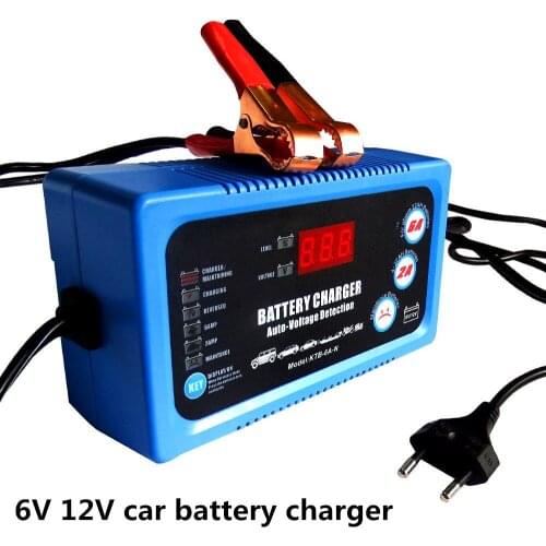 6V 12V Smart Car Motorcycle Battery Charger Fully Automatic 2A 6A Lead Acid AGM GEL Dry Battery LED Display Charging Tool
