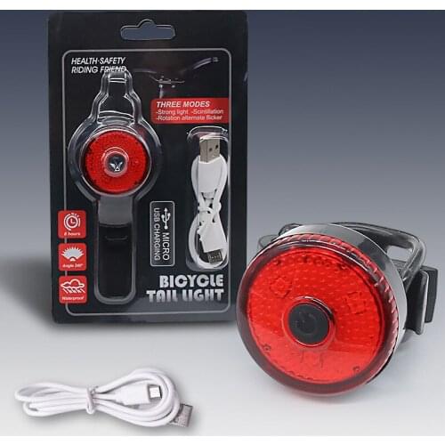 Bike Light Waterproof Rear Tail Light LED USB Rechargeable Mountain Bike Cycling Light Taillamp Safety Warning Light 220mAh