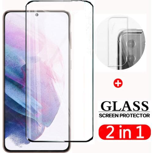 2 in 1 Tempered Glass On For Samsung Galaxy S21 Plus Screen Protector Safety Camera Film For Samsung S21+ S 21 Ultra Full Cover