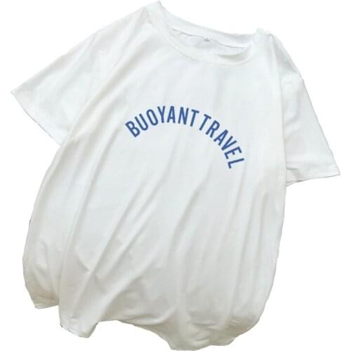BUOYANT TRAVEL T Shirt Women Harajuku Short Sleeve Casual Letter Print Tops Korean Style Loose Tee Shirt Femme New Summer Tshirt