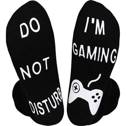 Women Men Unisex Winter Cotton Long Ankle Socks Funny Words Bottom Gamer Lover Gift Harajuku Solid Color Home Floor Warmer