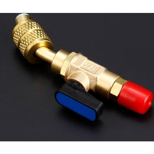 1Pc Brass HVAC A/C Angled Manual Shut-off Ball Valve Adapter Tool 1/4"SAE for R22 R12 R410a Charging Hoses Refrigerant Operation