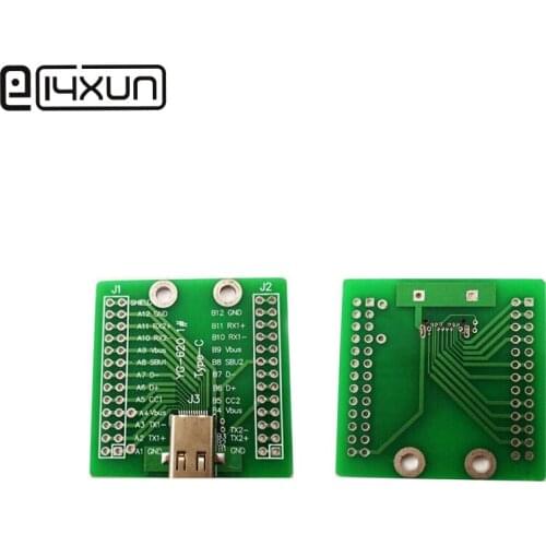 1pcs USB 3.1 Type-C Connector 24Pin Female Socket Adapter 2x12P PCB Board 40mmx40mm