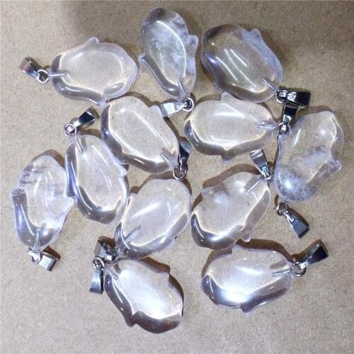 10Pcs 20x15x5mm White Cherry Quartz Carved Tulip Pendant For DIY Jewelry Making Necklace Accessories Special Gift