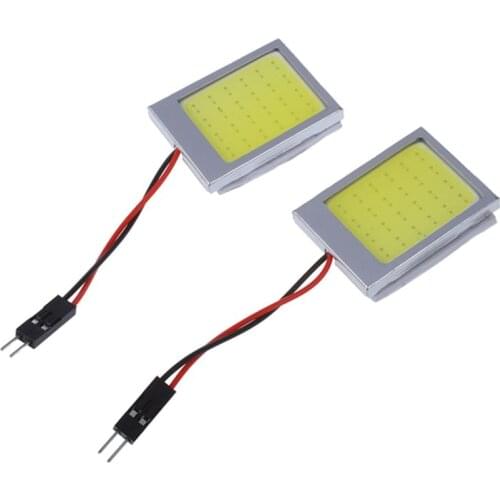 2 X T10 Panel 24 SMD COB LED Car Reading Bulb / Ceiling Lamp White + T10 / BA9S / e Festoon Adapters
