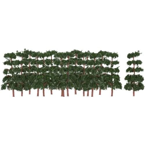 20 Pcs Scenery Landscape Train Model Pine Trees Scale 1/150 Dark Green