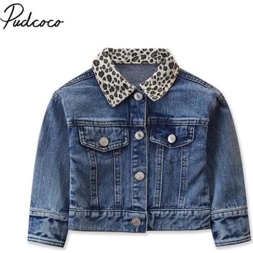 2019 Brand 0-5Y Autumn Coat Baby Girls Jacket Kids Leopard Denim Autumn Warm Outerwear Children Fashion Coat Tops
