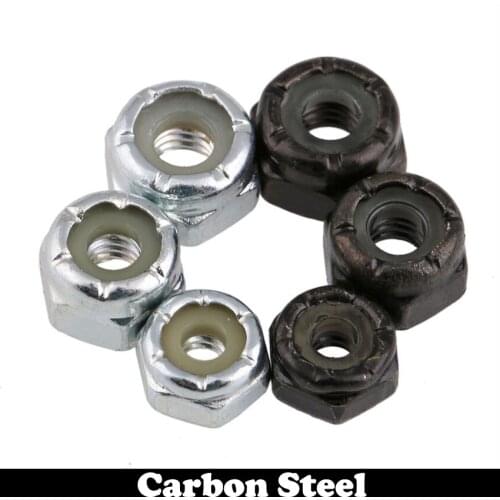 50pcs 10# 10#-24 Carbon Steel White Zine Plated UNC US Standard Coarse Heavy Prevailling Torque Hexagon Insert Lock Nylon Nut