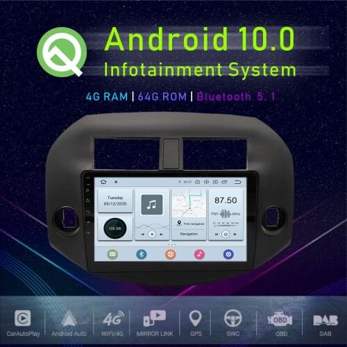 JSTMAX 10.2" Android 10.0 Car GPS Player For Toyota RAV4 RAV 4 2009 2010 2011 2012 GPS Car Auto Stereo Multimedia Player