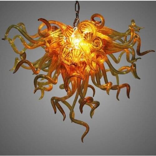 Free Shipping Simple Design Small Size Amber Art Glass Crystal Chandelier Lamp