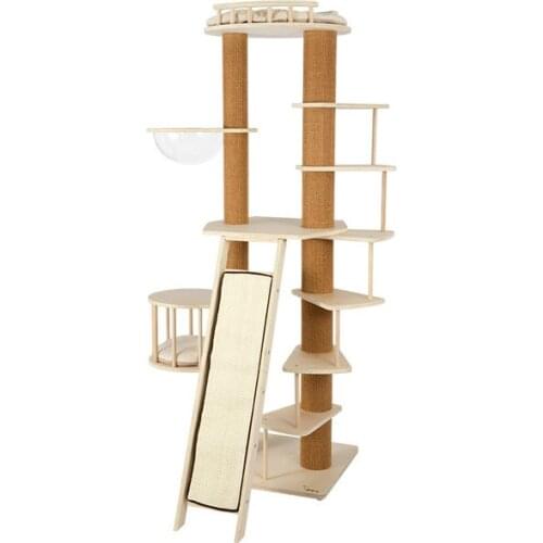 Solid Wood Cat Climbing Frame Cat Litter Cat Tree Large Cat Frame Cat House Villa Space Cup Cat Furniture