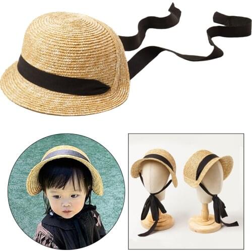 Kids Fashion Straw Hat Equestrian Cap Breathable Sun Protection Hat with Bow