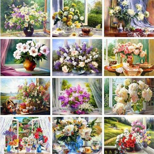 Evershine Diamond Painting Flowers Full Square Drill Embroidery Rhinestone Mosaic Full Layout Beaded Pictures Home Decoration