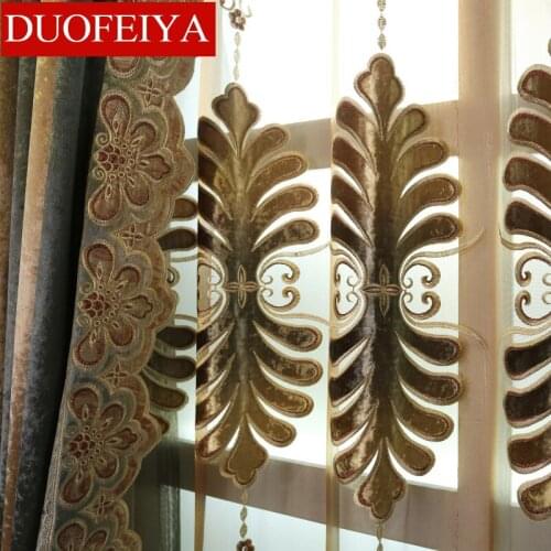 European Embroidered Shade Curtain and Tulle for Living Room Windows Blinds Luxury Villa Curtain for Bedroom