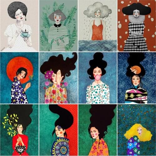 HUACAN Pictures By Number Girl Gift DIY Oil Painting By Number Animal Home Decor Drawing On Canvas HandPainted Art Gift