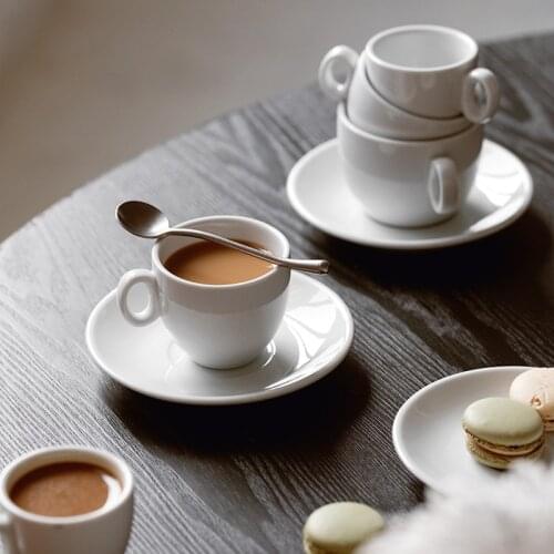 Creative Design Coffee Set 200ml 150ml 80ml Capuccino Expresso White Coffee Cup and Saucer High Temperature Fired Ceramic