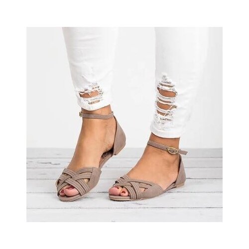 Summer New Shoes Woman Open toe One-Strap Belt Wraps Cross-Knit Flat Womens Sandals Plus Size