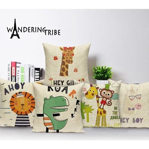 Cartoon Throw Pillow Covers Monkey Animal Pillow Case Elephant Cushions Giraffe Decorative Cushion Cover Unicorn Home Cases
