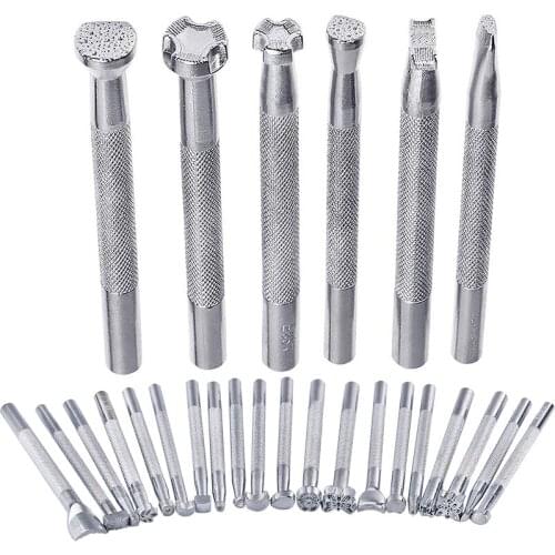 Imzay 26Pcs Different Shape Leather Stamping Tools Set Carving Punch Tools For Leather Craft