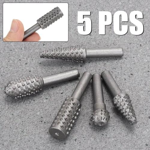 5pcs Mini HSS Steel Large Step Cone Drill Titanium Bit Set Rasp Rotary Drill Bit Burrs Files Set Woodworking Hole Cutter Gray