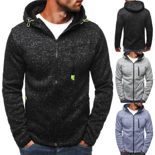 New Mens Casual Hooded Jacket Autumn Winter Mens Hooded Zipper Thicken Sweatshirts Windproof Plus Size Windbreaker for Male