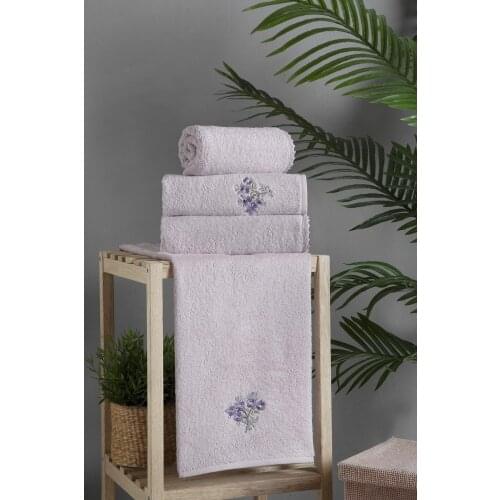 Hand Towel Embroidered 100% Cotton Ultra Soft High Water Absorbent Premium Set for Bathroom 50x80 cm Fade-Resistant (Pack of 4)