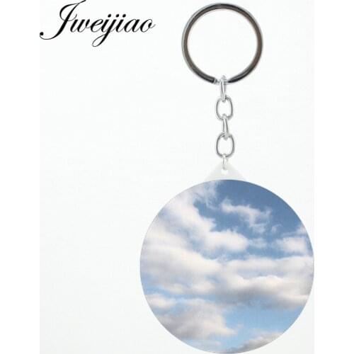 JWEIJIAO Nebula Space Portal Galaxy Portable mirror keychains blue sky and white clouds custom China handmade espelho MO84
