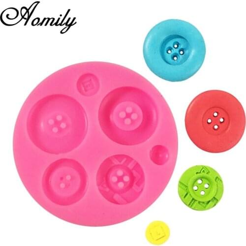 Aomily 3D Button Shaped Silicone Mold DIY Fondant Mold Baking Tool Chocolate Cookies Pastry Candy Jelly Kitchen Mould Tool