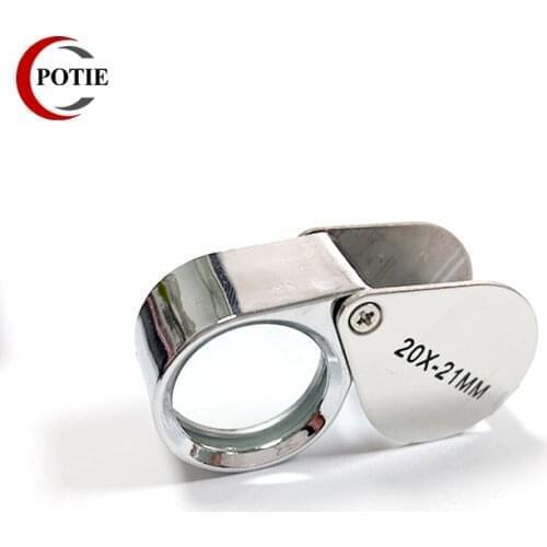 Foldable Pocket 20X Metal Mini Magnifying Glass Jeweler Magnifier Free Shipping