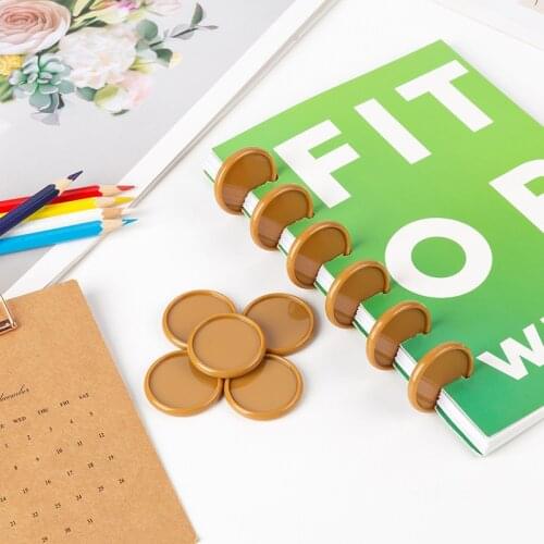 Brown Loose Leaf Binder Disc Binding Buckle Mushroom Binder Ring Discs for Notebook 360 Degree Foldable Planner Binder Button