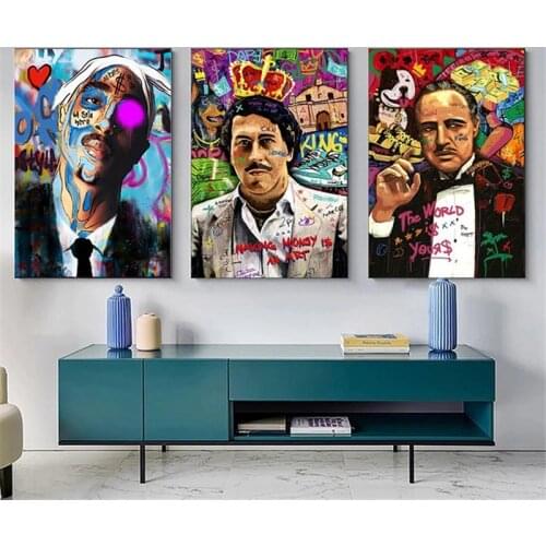 Modern Graffiti Art Character Paintings Colorful Money Wall Art Canvas Posters and Prints The World is Yours Home Pictures