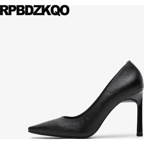 Pumps stiletto scarpin designer office 2019 black work pointed toe thin brand high heels luxury size 4 34 casual shoes women new