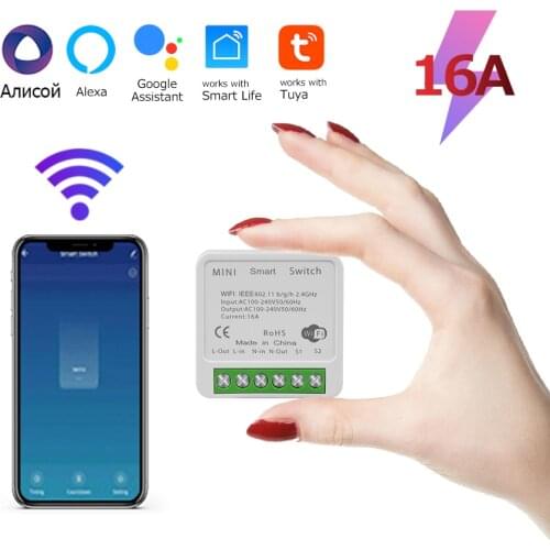 Tuya Wifi Smart Switch Universal Relay Breaker Module 16A 2 Way Control Works with Alexa Google Home Smart Life App AC 100-240V