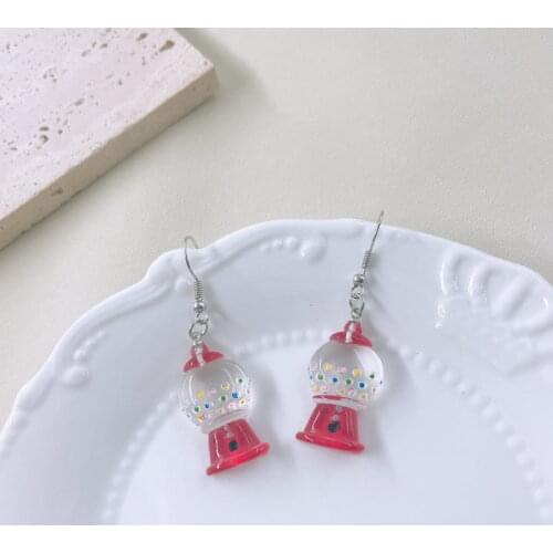 Vintage Trendy Gacha Earrings for Women Aesthetic Y2k Earrings Resin Creative Cute Funny Statement Jewelry Christmas Gifts New