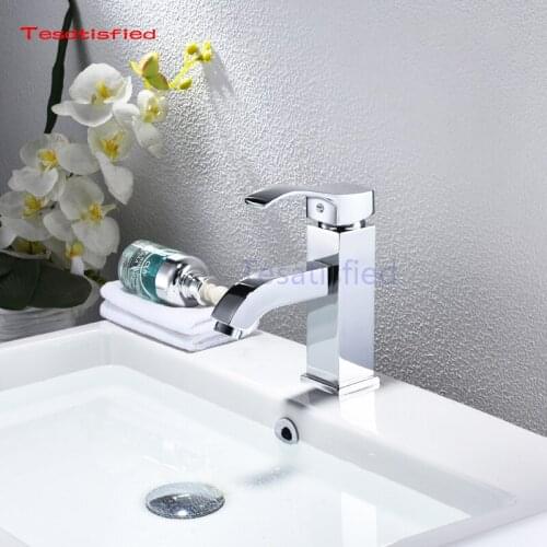 Waterfall copper bathroom vanity for washbasin mixer tap Chrome basin modern fashion style Chrome Polish Single Handle Basin Tap