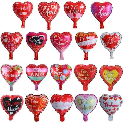 10pcs 10inch Heart Balloons Wedding Valentines Days Spanish I Love You TE AMO Balloons Wedding Decoration Globos