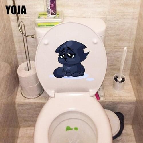 YOJA 21.6*19.5CM Sad Cat Kids Bedroom Decor Wall Decals Creative WC Toilet Sticker T1-0209
