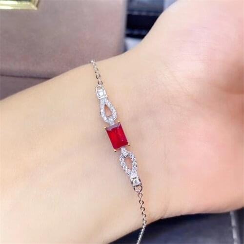 Boutique jewelry 925 sterling silver natural ruby sapphire female bracelet support detection